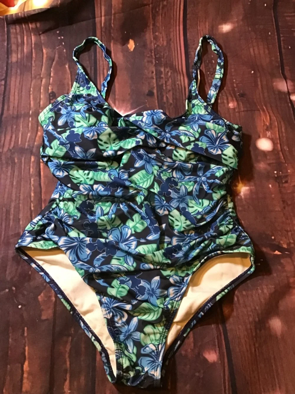 Disney parks summer fun one piece adult floral Mickey Mouse size medium - Picture 1 of 9